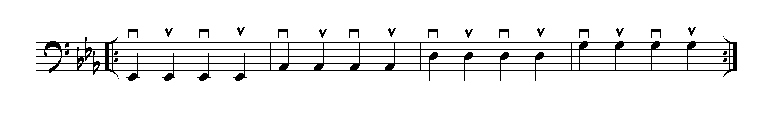 Plektrum-bung mit Leersaiten