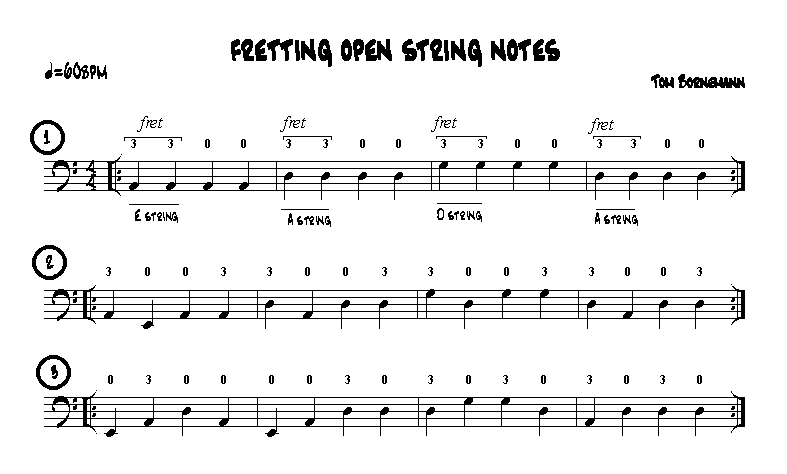exercise: fretting open string notes